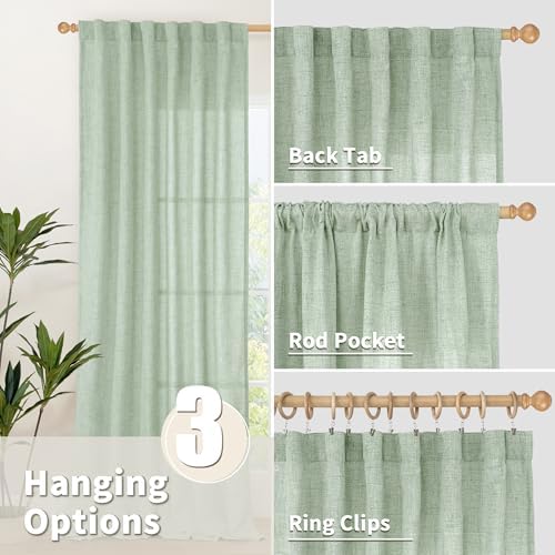 YoungsTex Sage Green Linen Curtains 78 Inches Long - Image 6