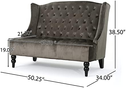Modern Tufted Velvet Wingback Loveseat, Tufted Velvet 2 Seat Couch Sofas - Image 2