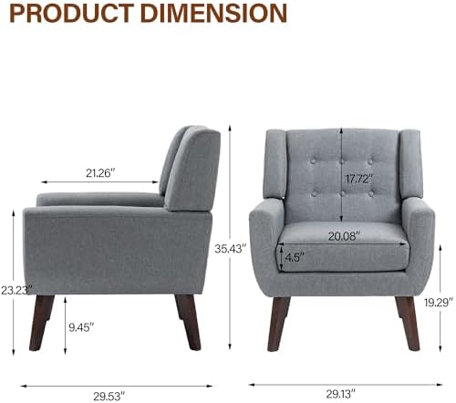 Accent Chair, Upholstered Armchair in Linen - Image 2