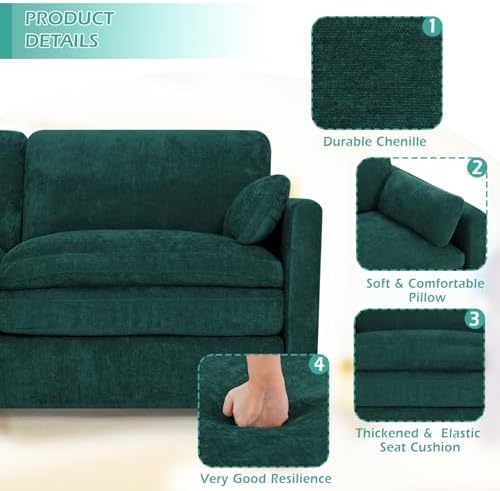 3 Pieces Chenille Sofa Set w/Two Arm Pillows - Image 4