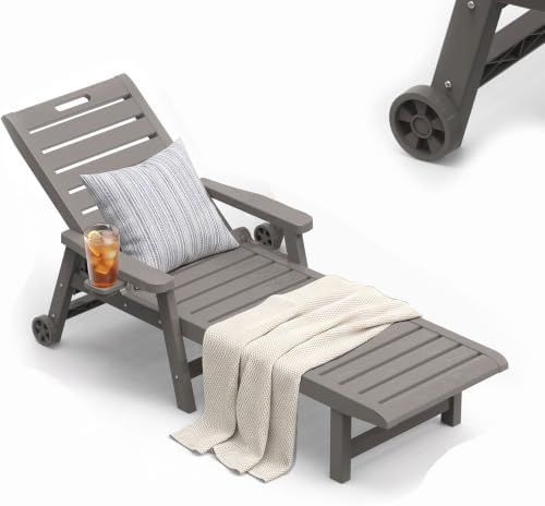 Outdoor Chaise Lounge Chairs, 5-Position Adjustable Backrest, Waterproof by ASKPASS