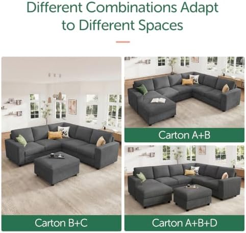 HONBAY Sectional Sofa, 6 Seater L-Shaped Sectional Couch - Image 4