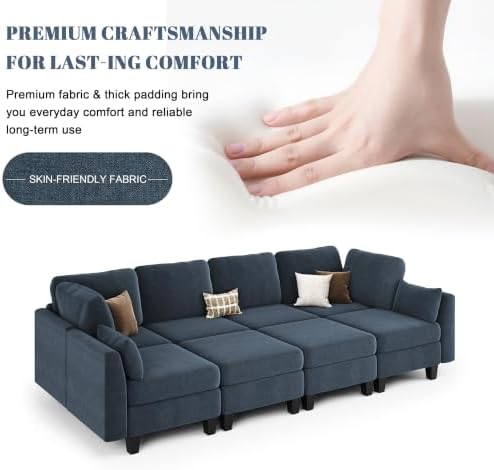 Mangodan Sectional Sleeper Sofa, 8 Seaters Modular Sleeper Sofa Couch - Image 6