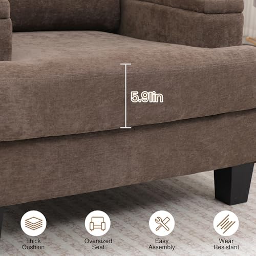 Accent Chairs Set of 2 with Storage Armrest, Fabric Modern Upholstered Reading - Image 3