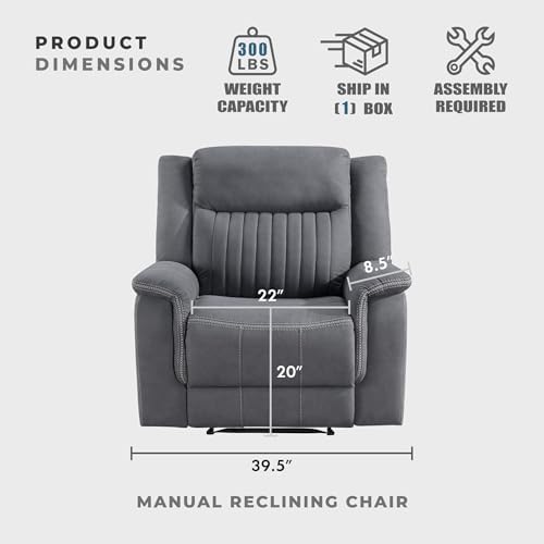 Lexicon Polished Microfiber Wall Hugger Manual Reclining Chair - Image 4