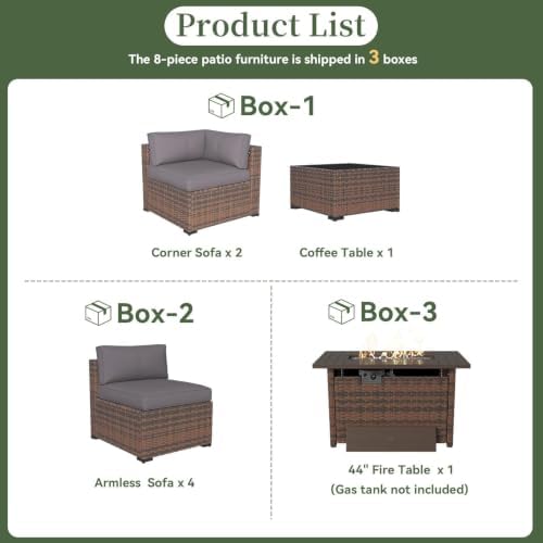 Aoxun 8 Piece Patio Furniture Set - Image 6