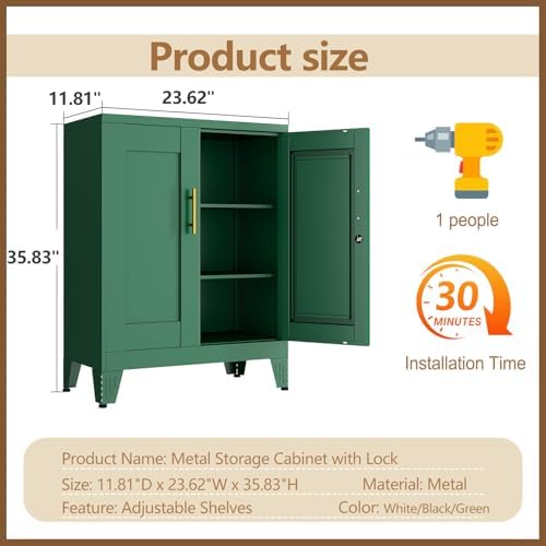 GAIOUS Green Sideboard Buffet Cabient, 35.83" Steel Kitchen Pantry Storage - Image 3