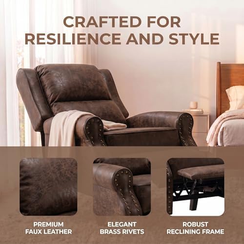 NicBex Oversized Leather Manual Single Lounge Recliner Chair Bed - Image 5