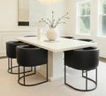 HNY Mid Century Modern Upholstered Barrel Black Dining Chairs by HNY