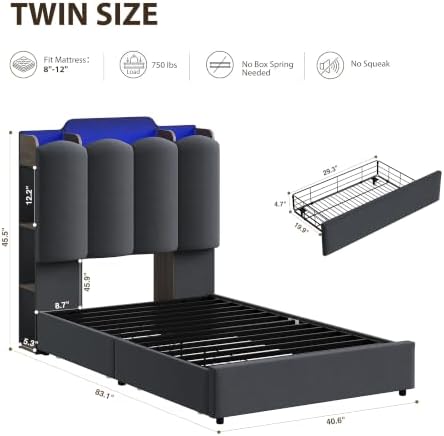 HOSTACK Twin Upholstered Platform Bed Frame - Image 2