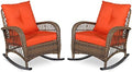 VIVIJASON 2 Piece Patio Wicker Rattan Rocker Chair, Outdoor Rattan Rocker Chair by VIVIJASON