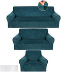 Peryiter 3 Pcs Couch and Loveseat Sofa Covers, Deep Teal by Peryiter