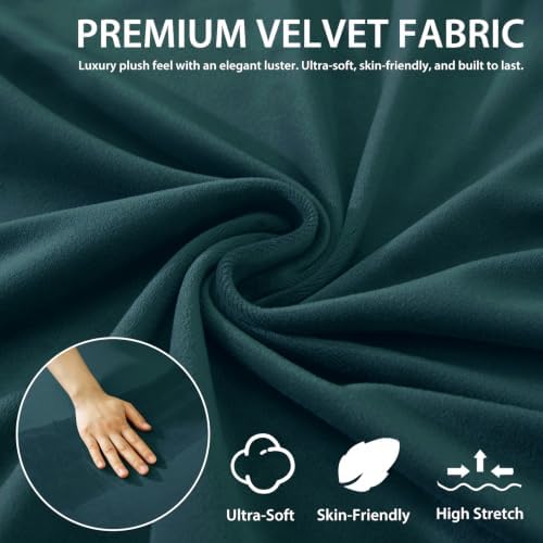 XINEAGE Velvet Armless Futon Cover, Stretch Pet Futon Slipcover, Dark Green - Image 4