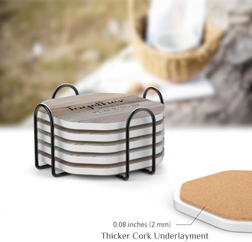 UMIRRO Absorbent Ceramic Stone Coasters Set of 6 - Image 5