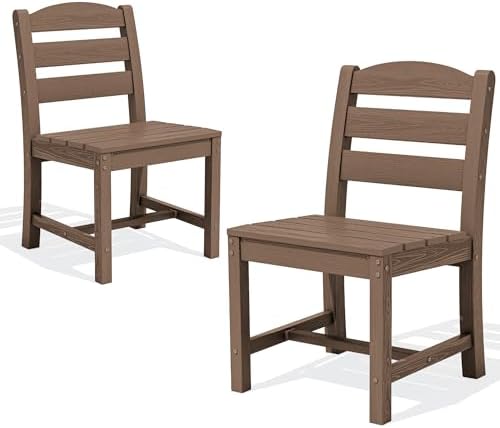 SERWALL Outdoor HDPE Armless Dining Chairs Set of 2, All-Weather Use - Image 3