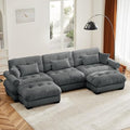 130" Modular Sectional Sofa, Velvet Upholstered Couches by Wunlerlant