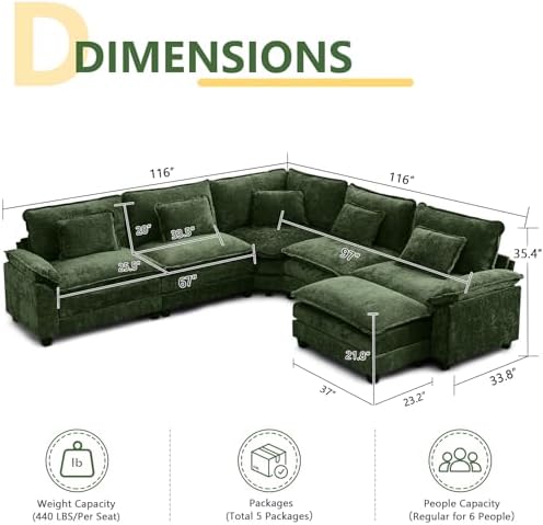 Oversized Modular Sectional Sofa Set, Convertible Deep Seat Cloud Couch - Image 2