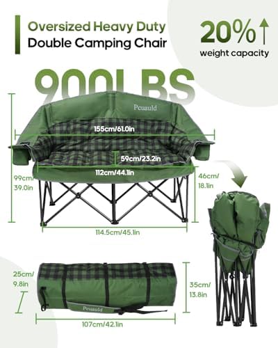 Padded Double Camping Chair Loveseat Oversized Camping Couch - Image 2