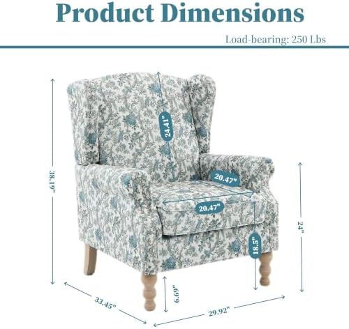 Mid Century Floral Wingback Chair - Image 3