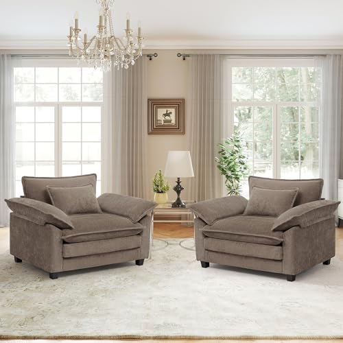 Modern Oversized Accent Chairs Set of 2, Chenille Cloud Sofa Chair by choairy