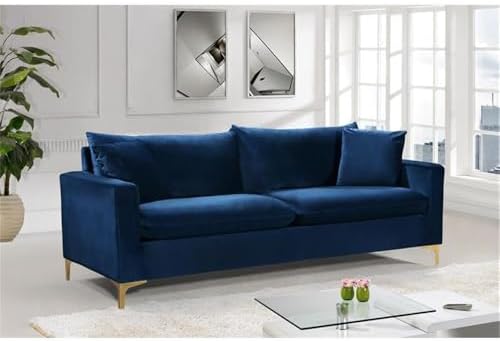 Meridian Furniture Naomi Collection Modern | Contemporary Navy Velvet - Image 2