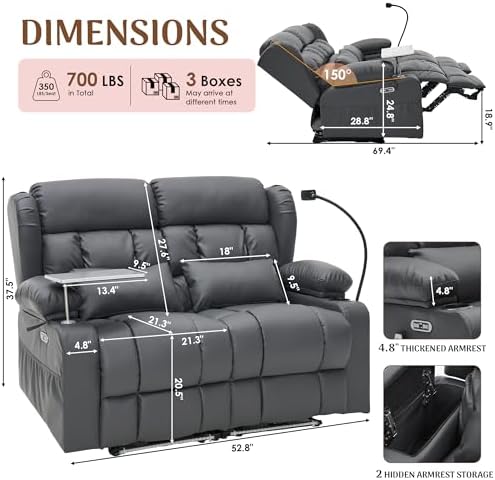 Redlife Power Loveseat Recliner Sofa - Image 2