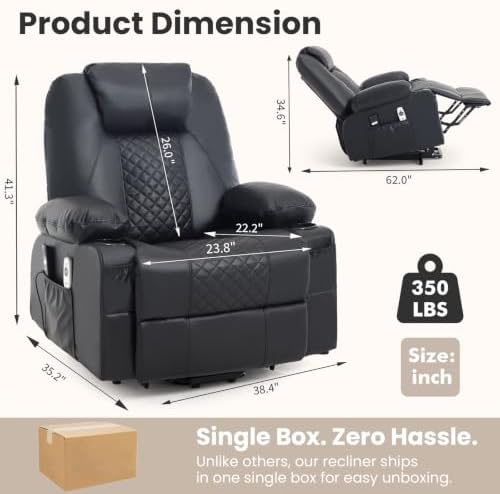 Leather Power Lift Recliner Lounge Chair - Image 2