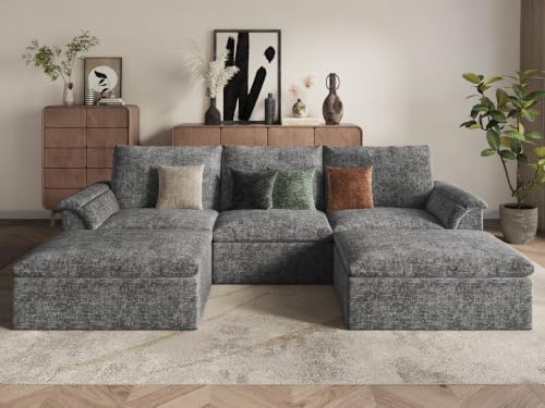 EASE MOOSE 115" U Shaped Sofa, Boneless Sectional Couches - Image 3