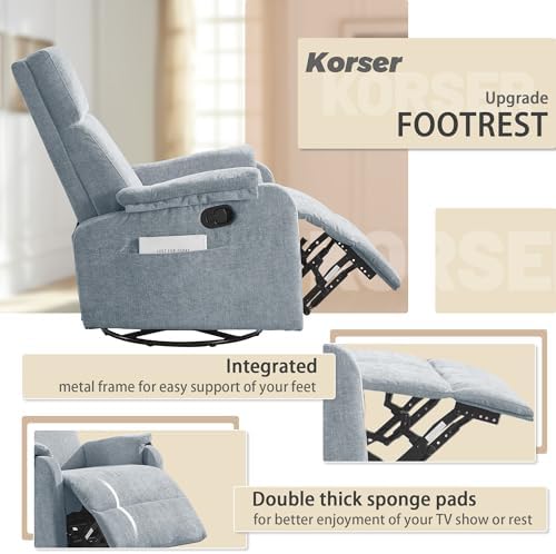 Korser Swivel Rocking Recliner - Image 5