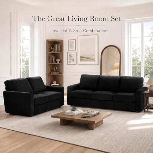 2 Pieces Chenille Sofa Sets w/Comfortable Back Cushions - Image 7