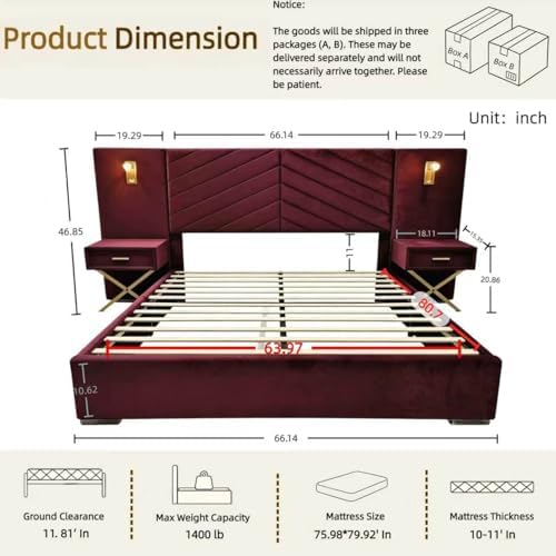 Queen Velvet Upholstered Bed Frame - Image 2