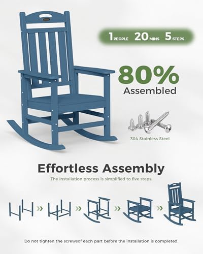 Outdoor Rocking Chair, Oversized Patio Rocking Chair, All Weather - Image 5