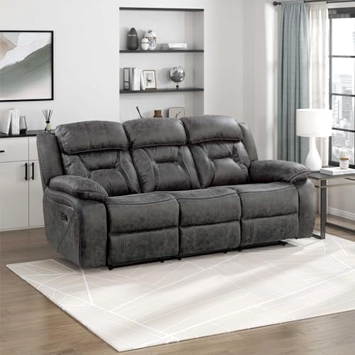 Homelegance Reclining Couch, Polished Microfiber Manual Double Recliner Sofa by Homelegance