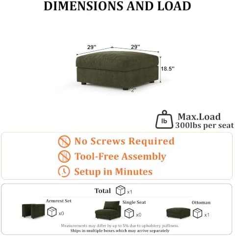 Cloud Modular Sectional Sofa Couch Set, Only Storage Ottoman - Image 2