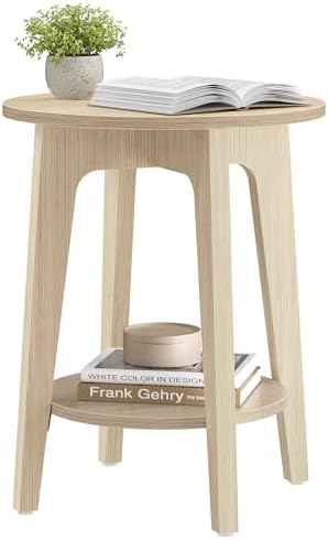 VASAGLE Round Side Table with Lower Shelf, End Table by VASAGLEbySONGMICSHOME