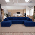 Claiks 132" Boneless Couch, U-Shape Corduroy Sectional Sofa by CLAIKS
