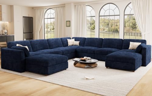 Oversized Modular Sectional Sofa U-Shaped Cloud Couches Blue by Kalafini