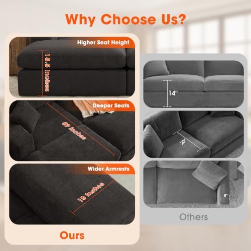 81" Oversized Double Chaise Lounge Chair, Cloud Boneless Sofa Bed - Image 7