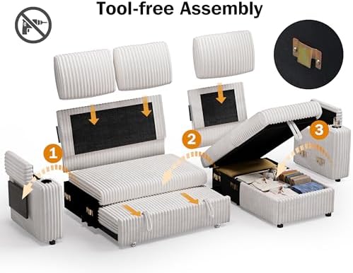 Vipbear 86" Modular Sectional Sleeper Sofa - Image 4