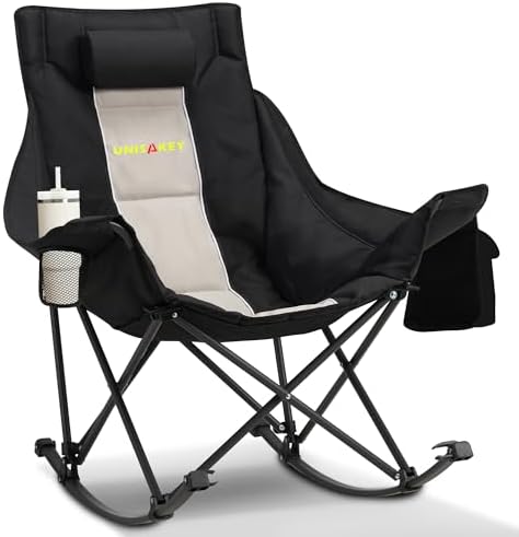 Unisakey Oversize Foldable Rocking Camping Chair300lbs Capacity, Light Gray by Unknown