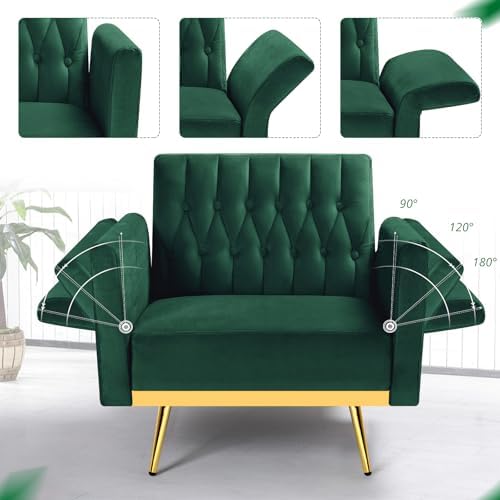 Velvet Accent Chair w/Ottoman & Adjustable Backrest - Image 6