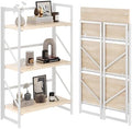 JSB 3 Tier No Assembly Folding Bookshelf, Industrial Metal Book Shelf by HomeFurniture