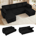 110" Corduroy U-Shape Sofa Bed by LESOFAIR