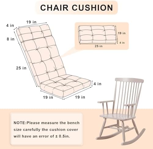 Rocking Chair Cushions Indoor High Back Set - Image 4