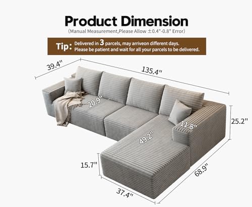 135.4" Cloud Modular Sectional Sofa Couch - Image 2
