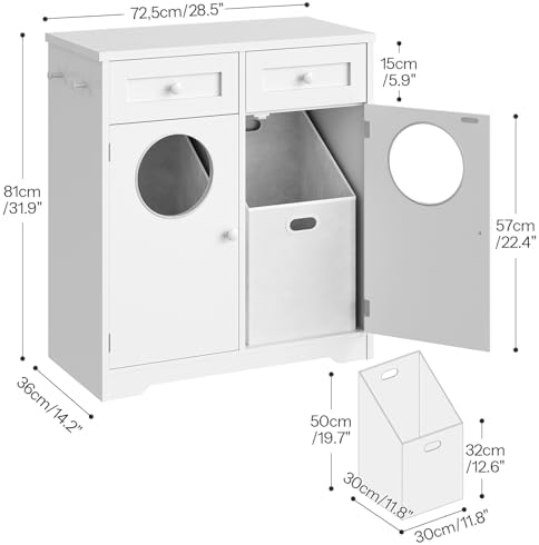 HOOBRO Double Laundry Hamper Cabinet, Hidden Laundry Cabinet - Image 3