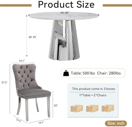 45” Round Dining Table Set For 2, Kitchen Table - Image 6