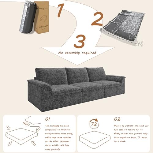 EASE MOOSE 115" 3 Seater Sectional Sofa, Boneless Couches - Image 3