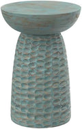 SIMPLIHOME Boyd 13" Wide Solid Wood Round End Table in Teal Wash by SimpliHome