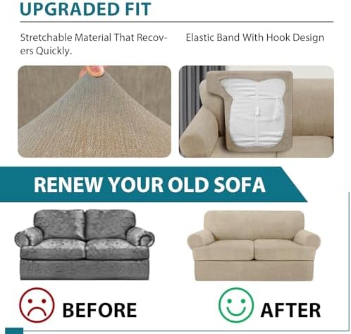 T Cushion Loveseat Slipcover 3 Pieces Sofa Covers - Image 5